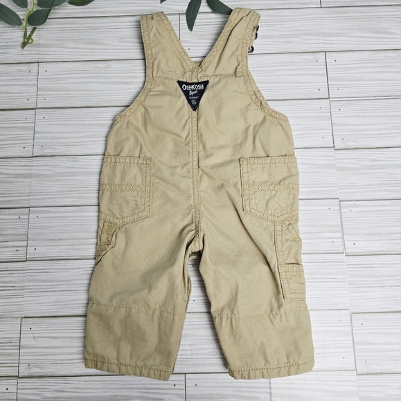 Oshkosh Baby Cream Red Plaid Lined Overalls Size 3 Months - Picture 3 of 8